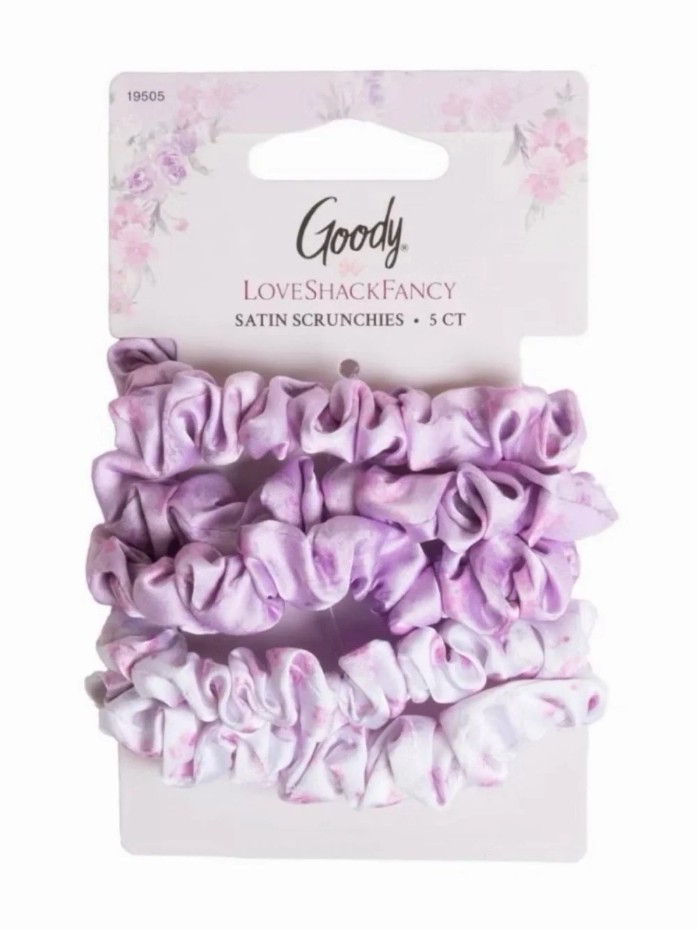 LoveShackFancy x Target Goody Happy Thoughts Skinny Satin Scrunchie 5CT Hibiscus